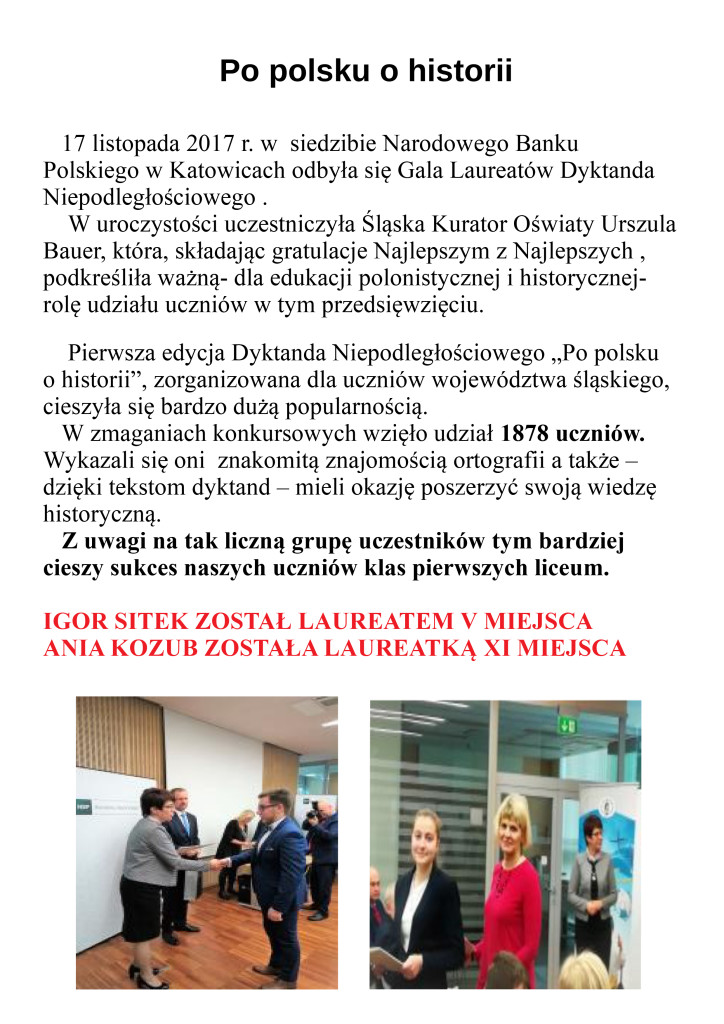 Sukces uczniów w Dyktandzie Niepodległościowym-2