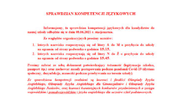 SPRAWDZIAN KOMPETENCJI JĘZYKOWYCH