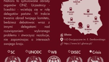 Invitation to the Dembowski Model United Nations 2023  Zapraszamy uczniów na DEMUN   w naszej szkole – 01-03.12.2023 r.