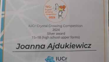 Srebrny medal dla naszej Uczennicy w międzynarodowym konkursie krystalograficznym!